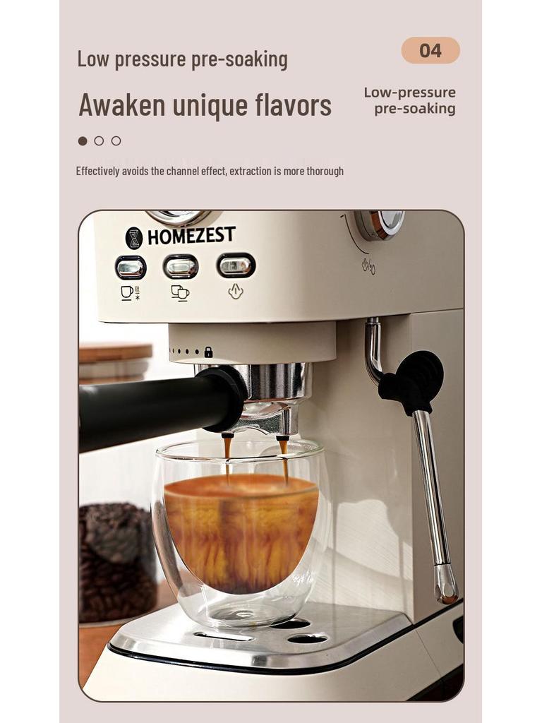 Italian Stainless Steel Semi-Automatic Espresso Machine with High-Pressure Extraction and Integrated Milk Frother