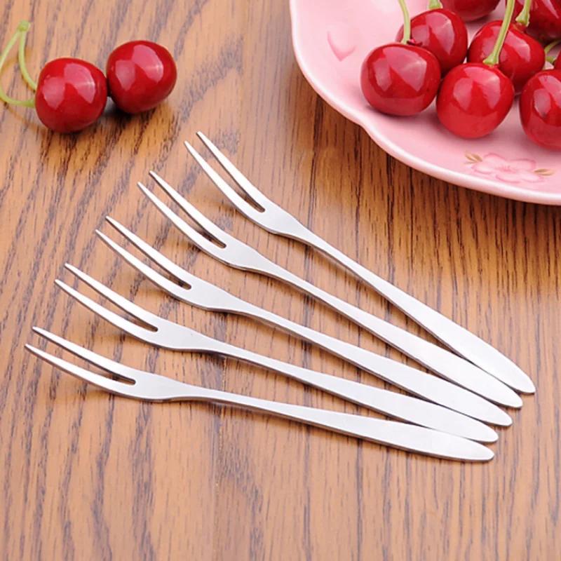 1/5pcs Stainless Steel Fruit Forks for Restaurant Cafeteria Home Party Dessert Fork Lovely Fruit Fork Tableware 13cm