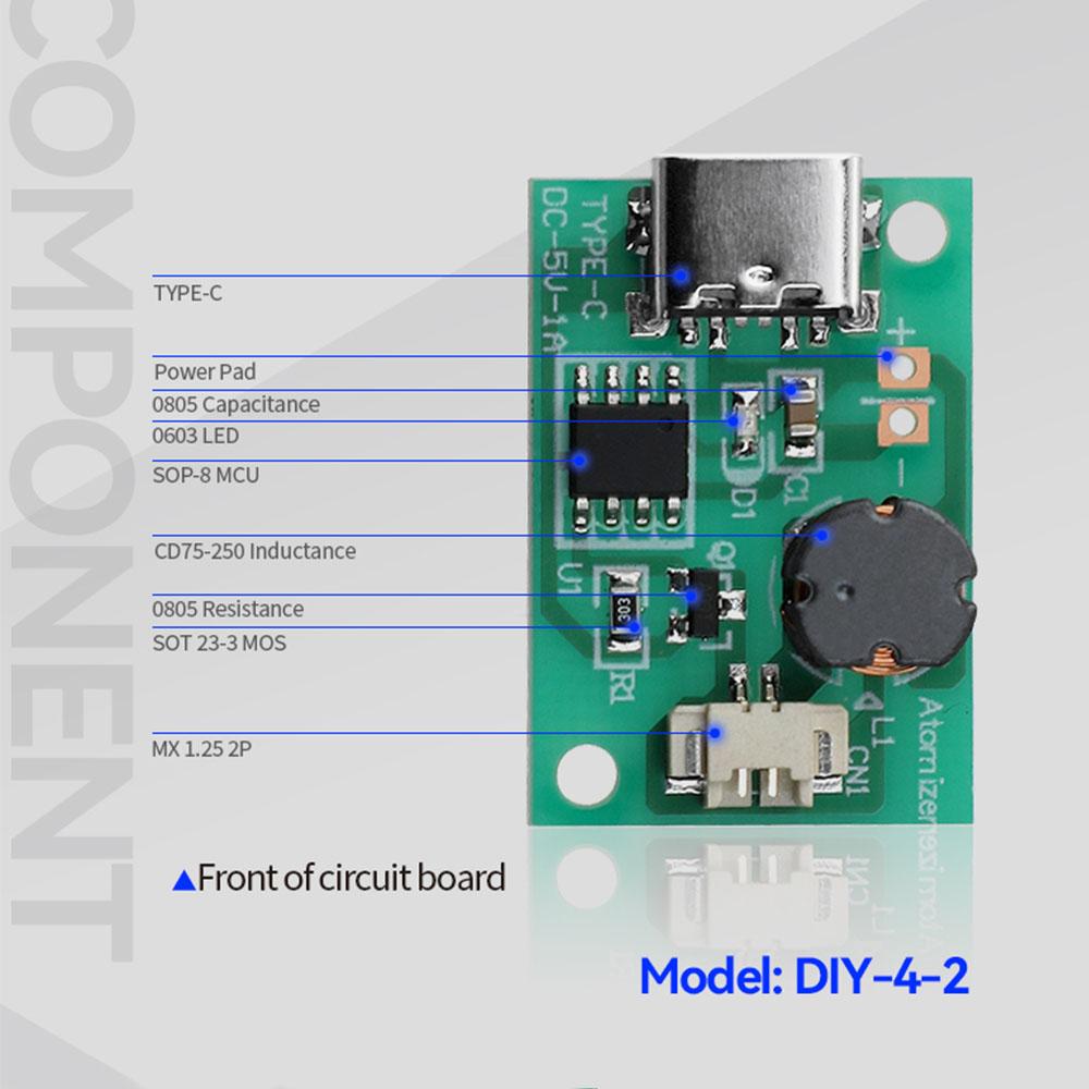 Humidificateur à Brume Simple DC 5V 1.5-2W Module de Brume Humidificateur pour Plantes d'Air Carte Pilote de Brume Interface Type C