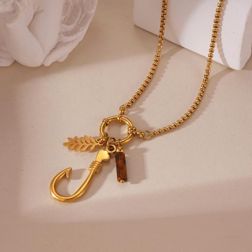 

Pirate Compass Anchor Pendant Necklace Women Collar Accessories Fashion Round Ceramic Stainless Steel Necklace Party Zircon