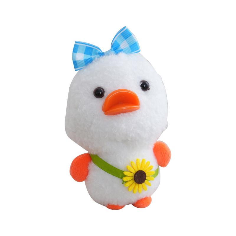 Plush Doll Duck Keychain Bag Accessories With Checkered Bow And Decor Sunflower
