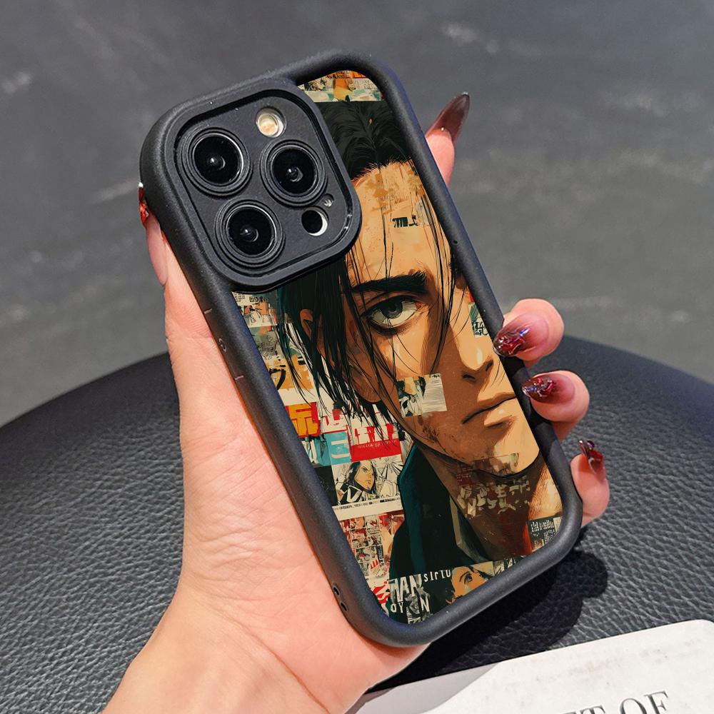 AOT Eren Yeager Verdickte TPU Handyhülle für iPhone 17 16 15 14 13 12 11 Air Pro Max Plus Bunte Hülle