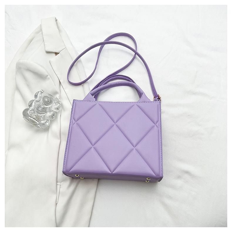 2025 new foreign style solid color bag women's rhombus candy color portable shoulder messenger bag simple small square bag