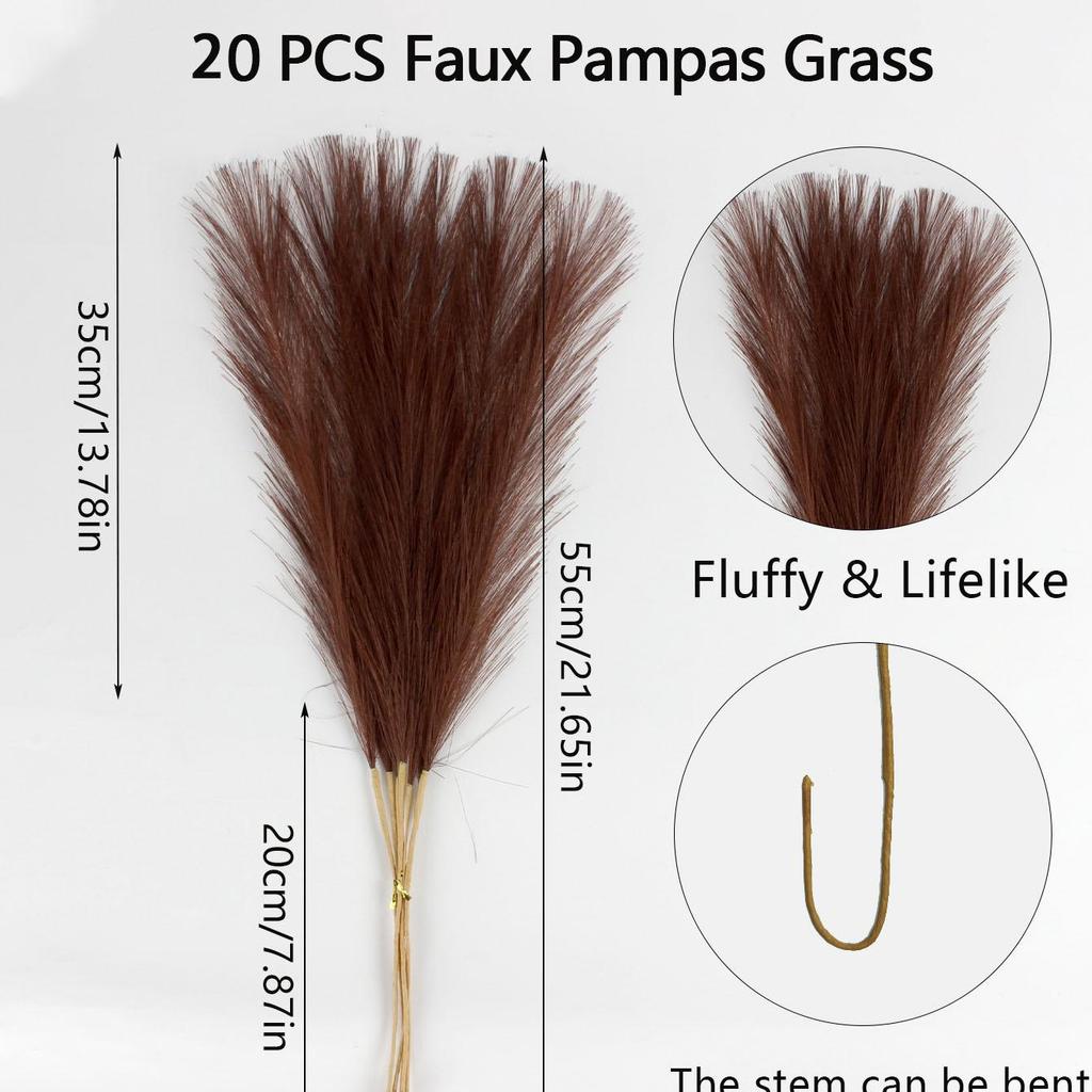 Artificial Pampas Grass & Cattails: Eternal Flower Wedding & Home Décor (55cm)