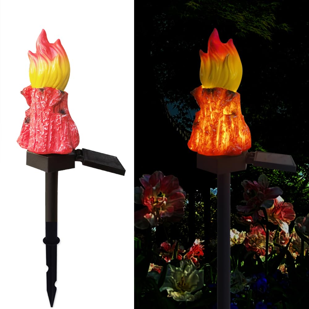 

YZYOE Solar Red Bonfire Light, Garden Decorative Resin Cute Red