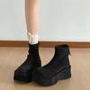 Vintage Platform Thick Sole Woman Ankle Boots Comfort Round Toe Dress Shoes Autumn Winter Slim Height Increase Short Botas