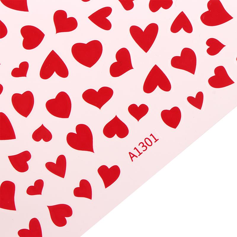 Hollow Heart Sticker For Nail Gold Pink Love For Women Slider Nail Art Decoration Holographic Manicure Accessory