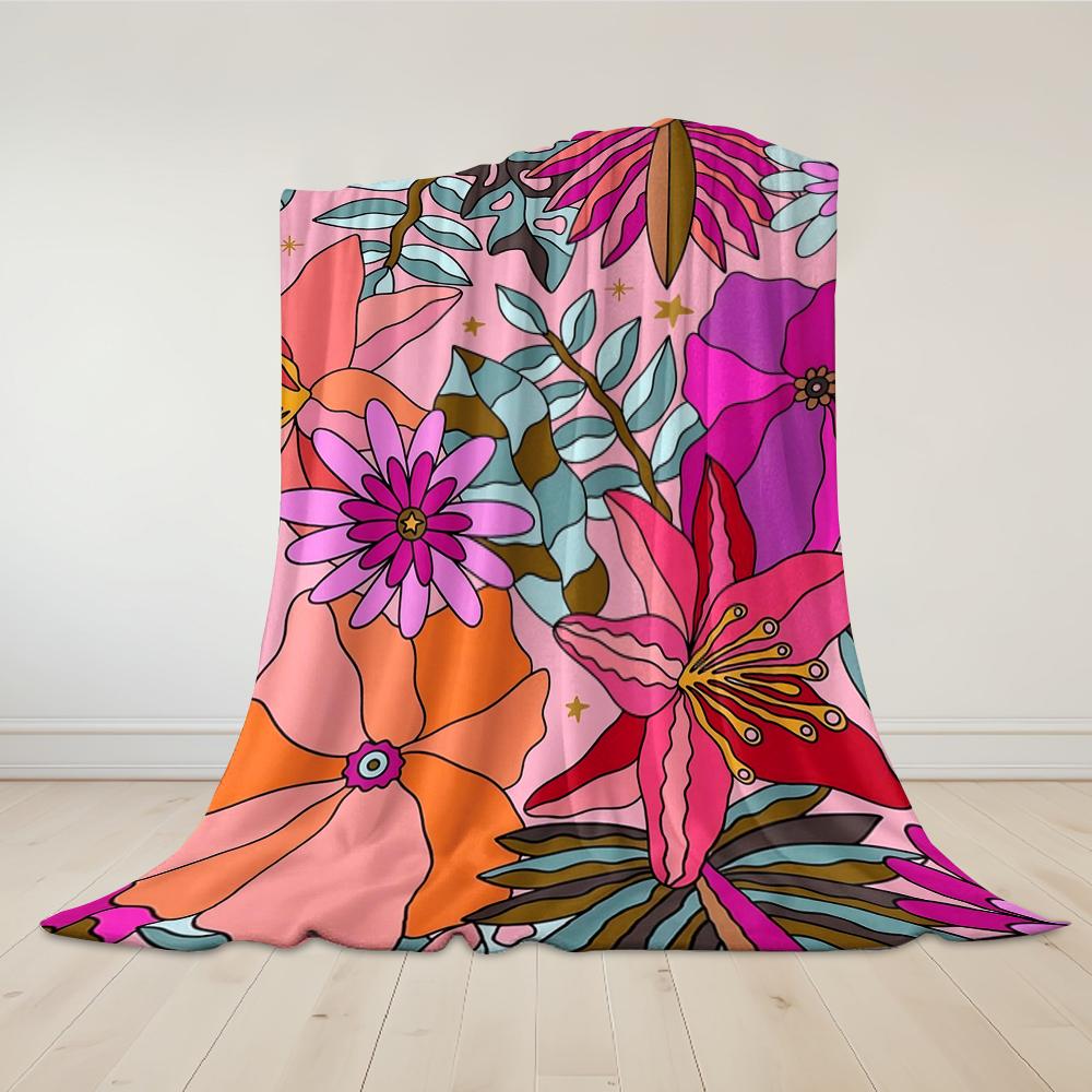 Blossom Fantasy Flannel Blanket Warm Soft Halloween Christmas Couch Warm Cozy Decorative Decor Gift for All Season