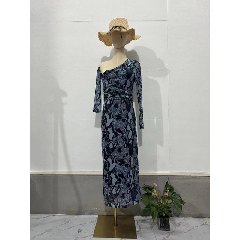 

Fashion Wind Snake Pattern Print Sheath Sexy Silm Dress Sexy Printed Slim Fit Dress Image color S