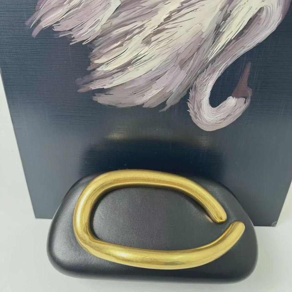 Vintage Round Evening Bag with Metal Handle & Chain Strap