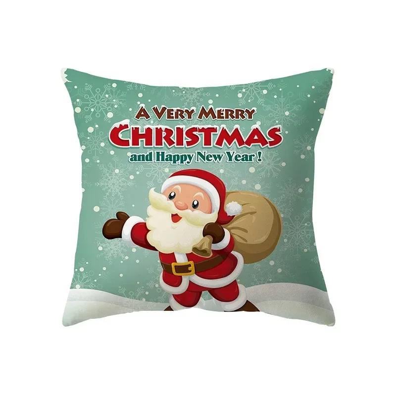 Federa Cuscino Stampata Babbo Natale Buon Natale Decorazione Casa Soggiorno Divano Cuscino Quadrato