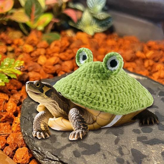 Turtle Sweater Handmade Knitted Warm Turtle Outfit Cartoon Frog Design Costume with Adjustable Strap for Turtles Tortoises Halloween Cosplay