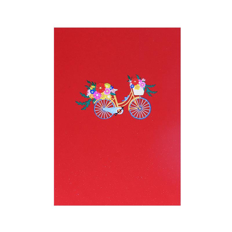 Fresh Style Bicycle 3D Pop-up Greeting Card with Flowers