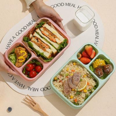 1/2pcs Wheat Straw Lunch Box Portable Bento Box With Compartment Picnic Bento Box Fruit Container Microwave Oven Dinnerware
