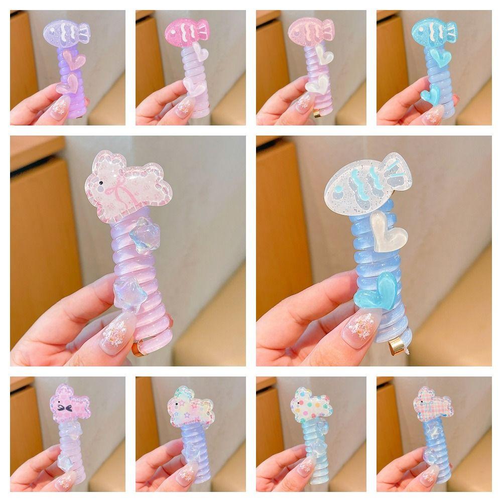 Hair Band Spiral Coil Rubber Band High Elastic Telephone Line Hair Rope  Girls