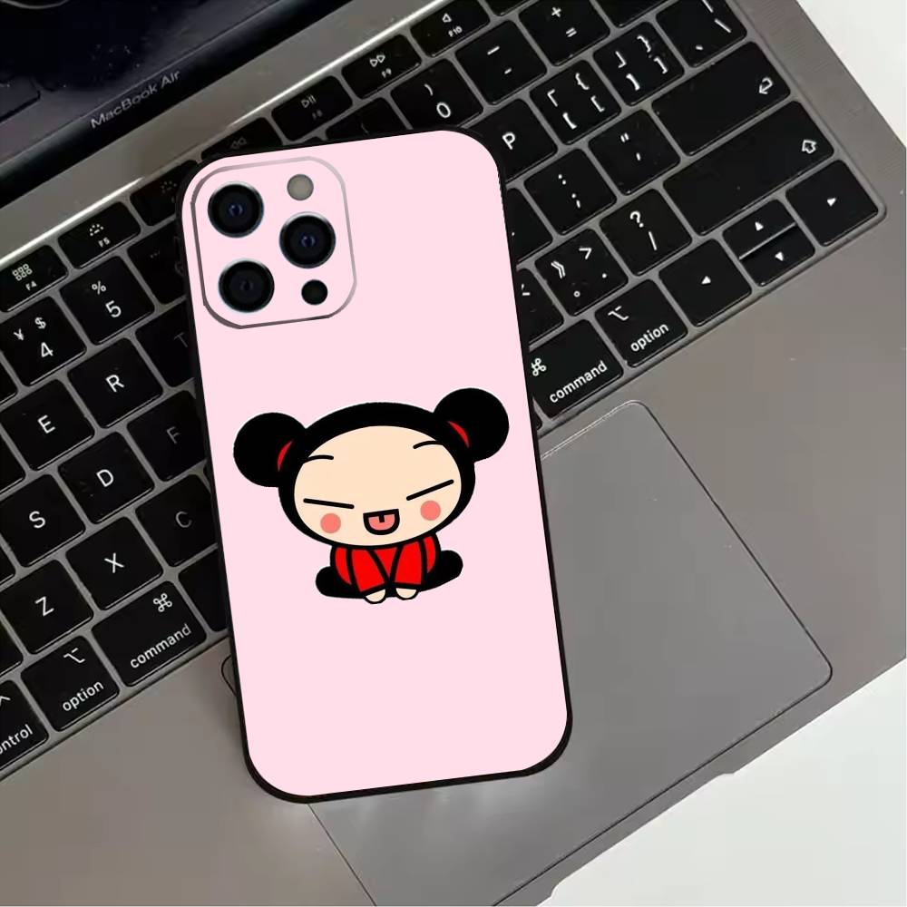 

Pucca Cute Love Phone Case For iPhone 17,16,15,14,13,12,11 Plus,Pro Max,XS,Soft Silicone Black Cover iPhone15