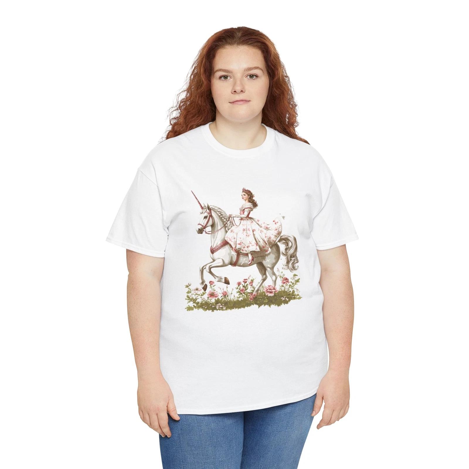 Little Princess Riding a Unicorn Cryptozoology T-Shirt | Cryptid Tee | Unicorn 4XL