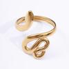 Adjustable Stainless Steel Snake-Shaped Open Ring with Bright Surface and Niche Design