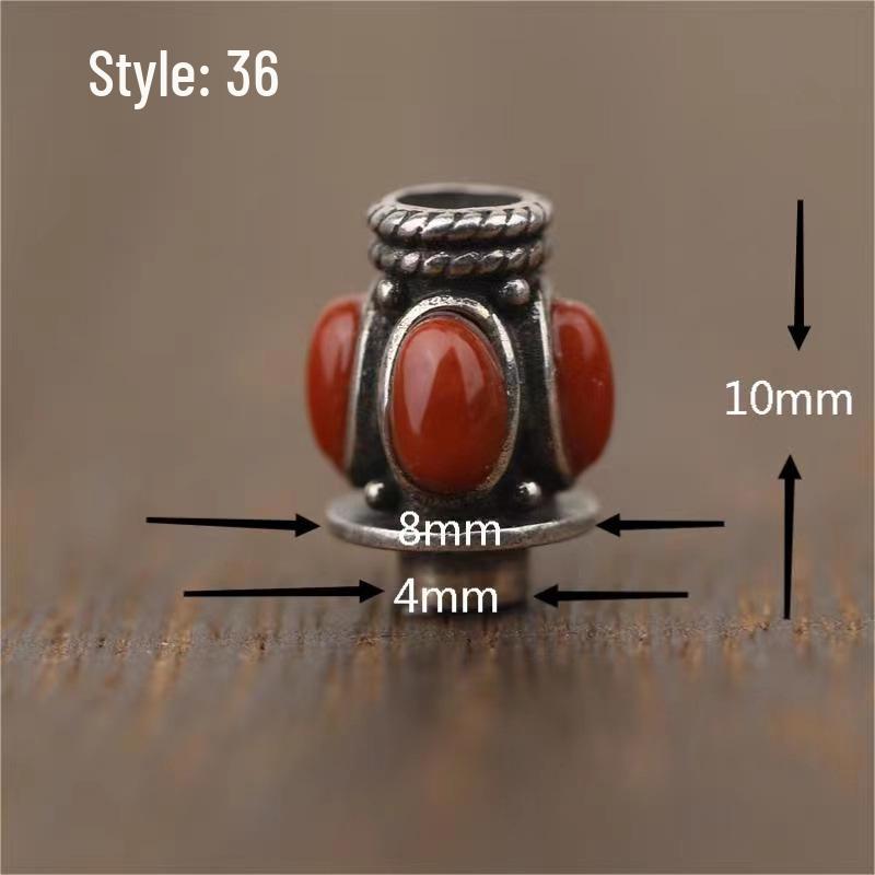 108-Bead Red Sandalwood & Passion Fruit Seed Silver Vajra Stupa Buddha Head Accessory