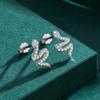 MODIAN 925 Sterling Silver Shining Cubic Zirconia Snake Stud Earrings For Women Animal Earrings Trendy Women Jewelry