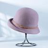 Basin Hat British Style Woolen Casual Hat with Rolled Brim Faux Leather Strap Women Autumn Winter Urban Hat