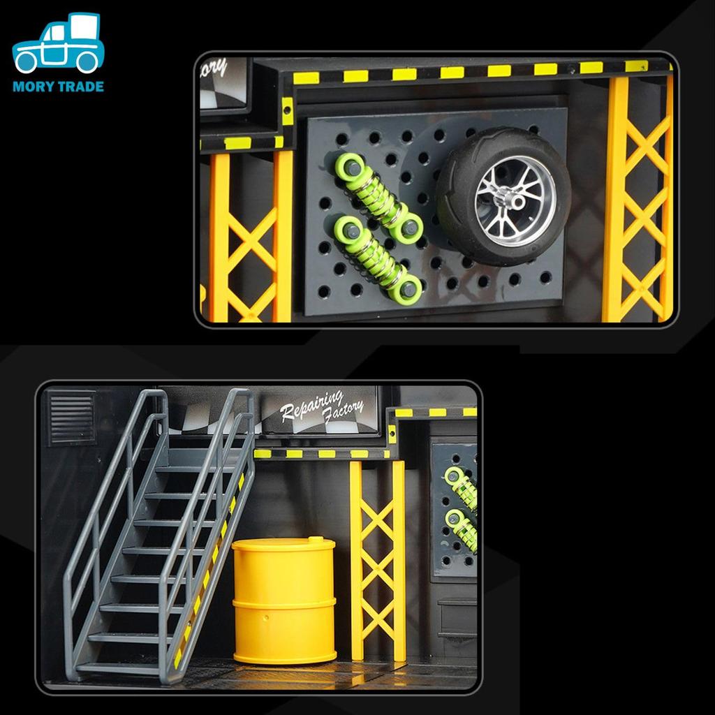 MORYTRADE Model Garage, 24cm Wide, 1/12 Scale, Motorcycle/Miniature Car Display, Tabletop Display