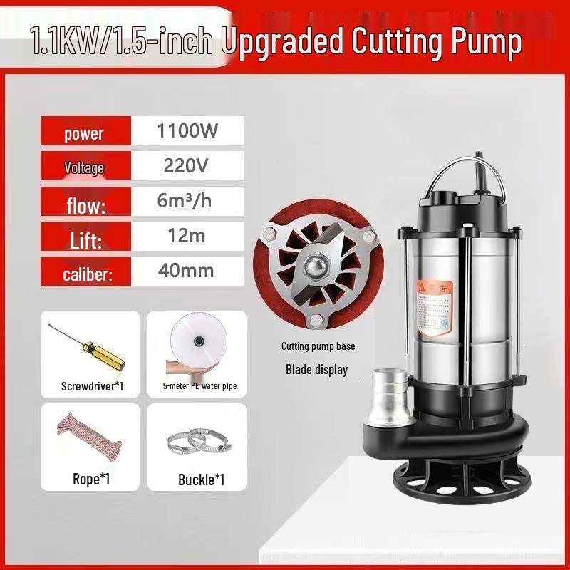 220V Submersible Sewage Pump with Blade for Septic Tanks & Biogas Digesters