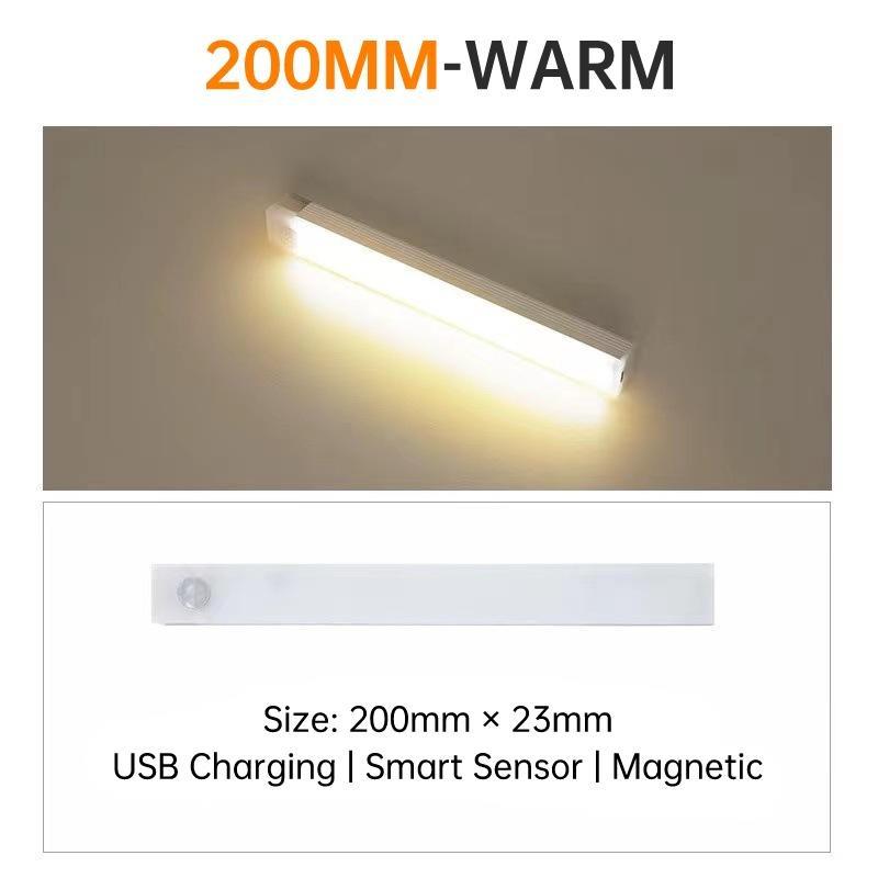 10/20/30/50CM LED Night Light Motion Sensor USB Rechargeable Ultrathin Wireless Wardrobe Kitchen Cabinet Night Light Warm Light