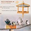 Birdhouse with Stand Weatherproof Bird Feeder House with Weatherproof Zinc Roof Feeder House Made of Wood for Wild Birds 40 X 40 X 113 Cm Yellow