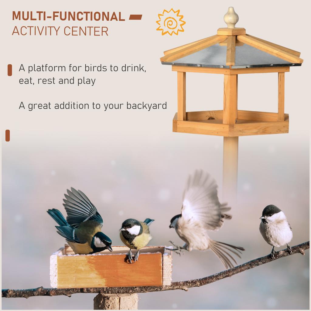 Birdhouse with Stand Weatherproof Bird Feeder House with Weatherproof Zinc Roof Feeder House Made of Wood for Wild Birds 40 X 40 X 113 Cm Yellow