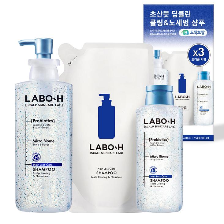 LABO-H Scalp Cooling Shampoo (3 options) – Scalp Refreshing Care with Menthol, Panthenol & Botanical Extracts for Oily Hair & Hair Loss, Korean