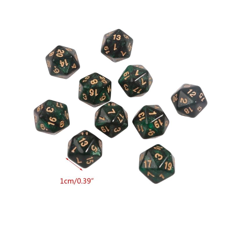 10 Pcs Polyhedral RPG Dice Acrylic 20-Sided Double-Color Game Dice for Aesthetic Conscious Tabletop Player Easy-Use 24BD