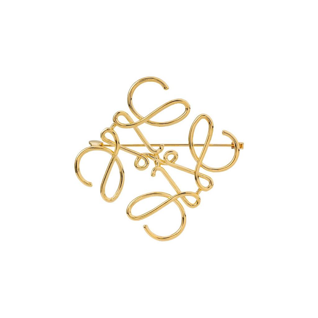 Loewe Logo Pattern Brass Brooch Women Accessories Gold 111.25.020-8130
