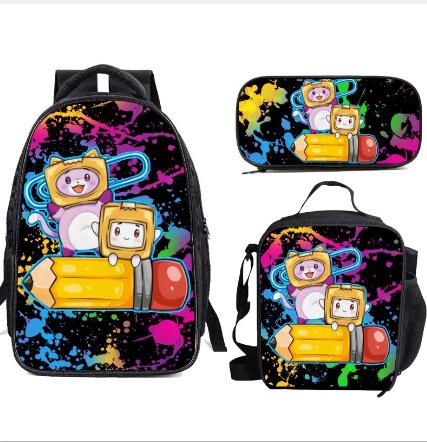 New Roblox Student School Bag Roblox Digital Printing Backpack Three-piece Set Lunch Bag Pencil Case