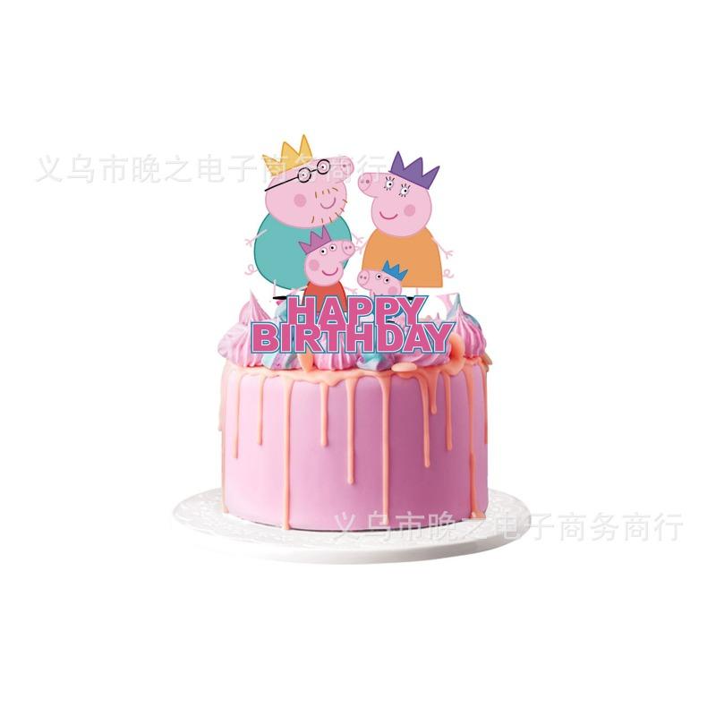 New Peppa Pig Themed Birthday Party Decoration Supplies Pink Pig Banner Spiral Hanging Decoration Backdrop Cake Topper Set