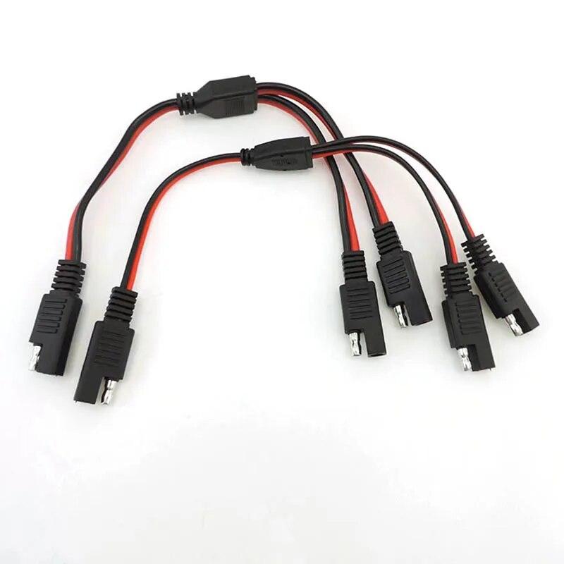 1 SAE To 2 SAE Power Extension Connector Plug Cable Solar Panel Battery Adapter Quick Connect Disconnect 14AWG 18AWG 10A 20A