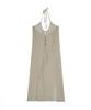 Fortena Strap Slit Dress-Beige