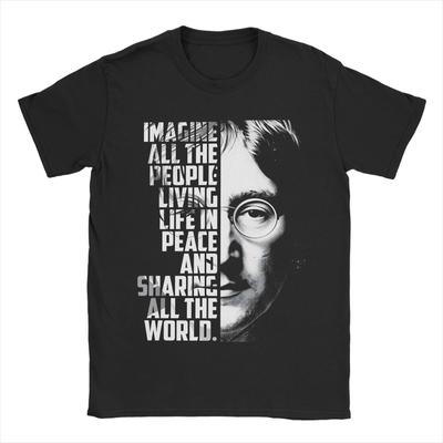 John Lennon Poster Mens T Shirts  Humorous Tees Short Sleeve Round Neck TShirt Cotton 4XL 5XL 6XL Clothing