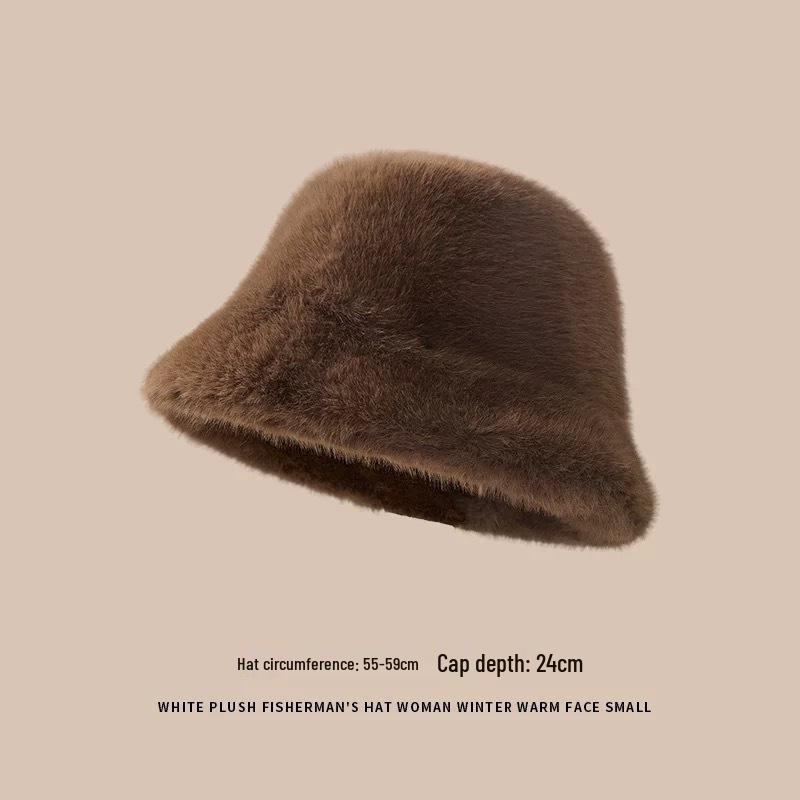 Women's Plush Mongolian Hat: Thick Warm Faux Mink Fur Bucket Hat with Ear Protection for Autumn and Winter