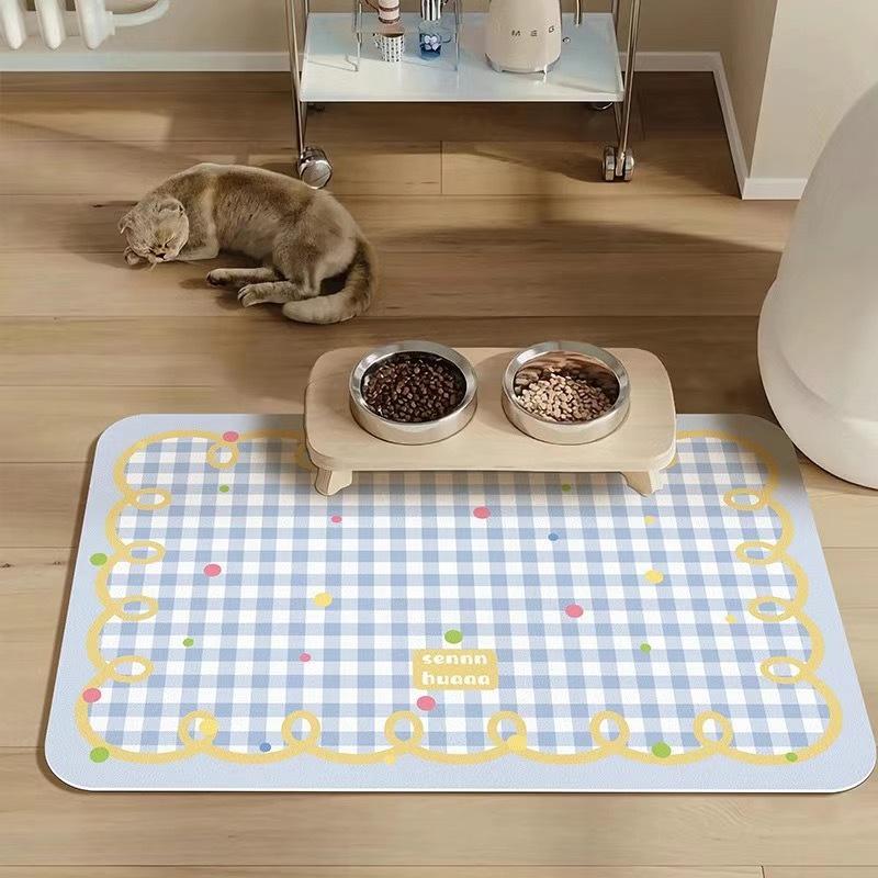 Pet-Specific Quick-Dry, Non-Slip Cartoon Diatomaceous Earth Mat for Cats & Dogs
