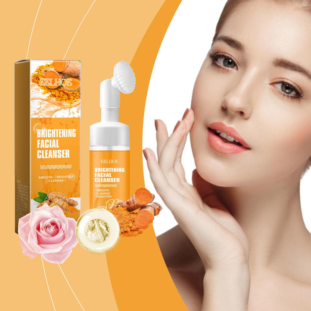 EELHOE  Turmeric Facial Cleanser Gentle Cleansing Facial Pore Skin Refreshing Oil Control Moisturizing Water Locking Cleanser