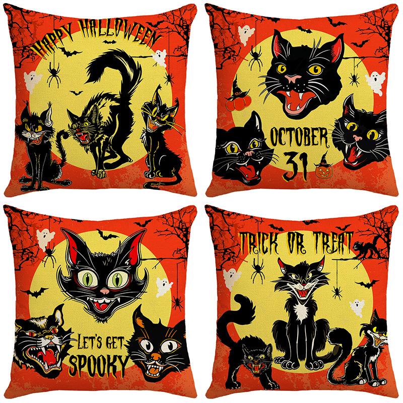New Halloween Throw Pillow Cover Cushion Cover Decoration Living Room Sofa Decoration Linen Printed Cushion