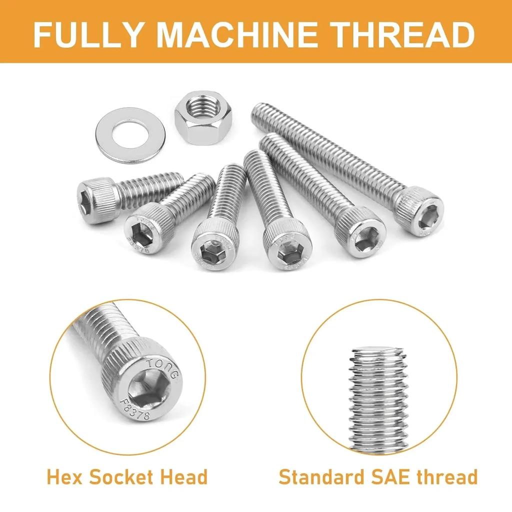 96Pcs M6 Hexagon Head Screw And Nut Set, M6 X 8/12/16/20mm Stainless Steel Screw Set, Cup Head Screw With Allen Wrench