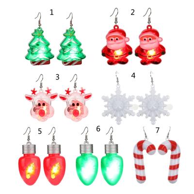 Orecchini LED Orecchini Luminosi che si Illuminano Babbo Natale Renna Pupazzo di Neve Albero di Natale Pendenti con Luci Per Festa Donna