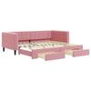 VidaXL Lit de jour avec gigogne et tiroirs rose 90x200 cm velours 3196742