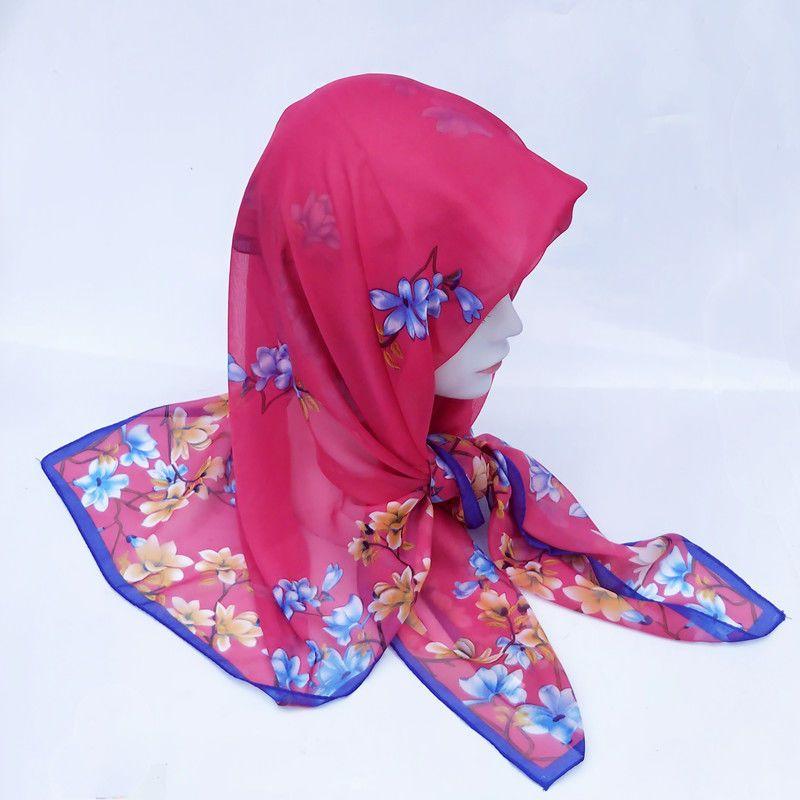 Skjerf for middelaldrende kvinner sommer tynt firkantet skjerf solkrem sjal fasjonable sjal for kvinner