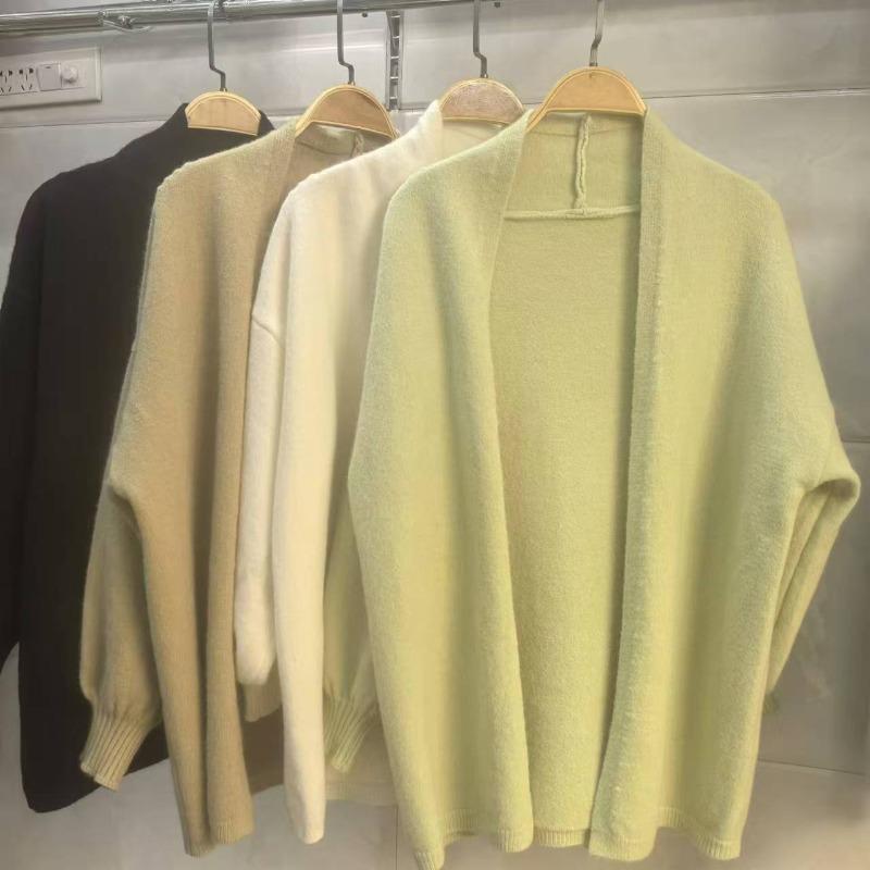 

Осень и зима новый ленивый стиль без застежки средней длины вязаный кардиган свитер женский универсальный свободный и тонкий свитер женский One Size белый