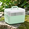 Storage Box Lightweight Two-Layer Clear Craft Organizer with Handle Space-Saving