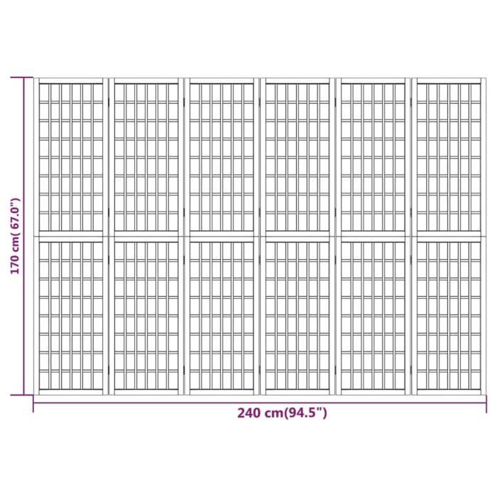 VidaXL Cloison de séparation pliable 6 panneaux 240x170 cm Blanc 352090