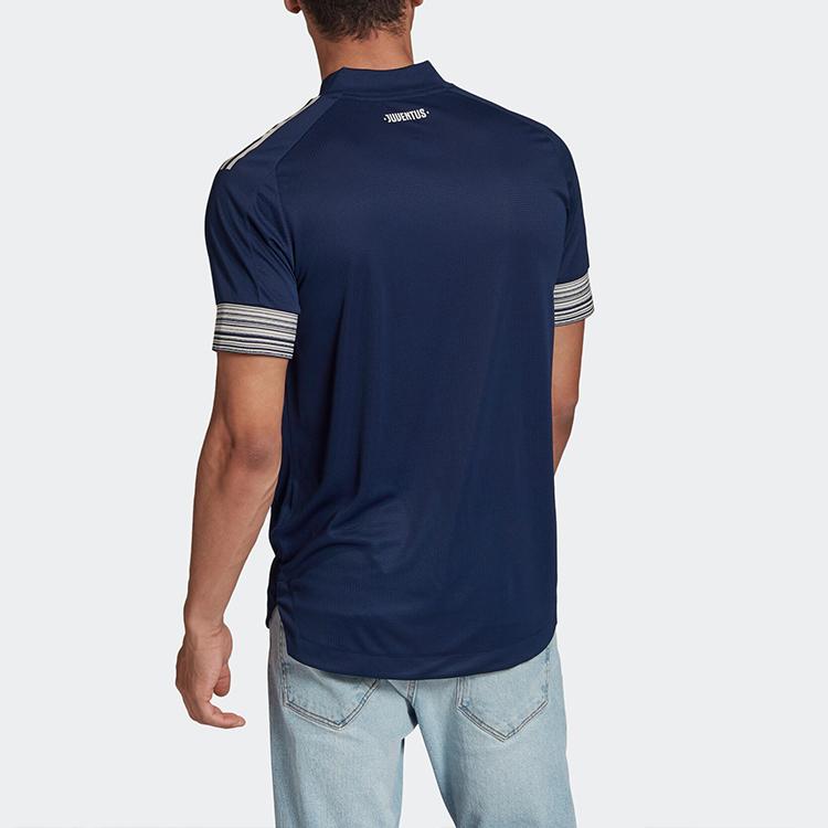 Adidas Striped Letter Logo Short Sleeve Soccer Jersey Away Player Edition Juventus Unisex Tops Blue FN1007
